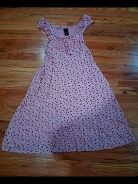 Pink Strawberry Print Ruffle Sundress